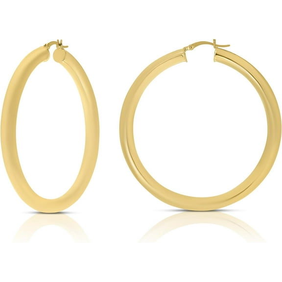 Floreo 10k Yellow Gold 5mm High Polish Round Tube Hoop Earrings
