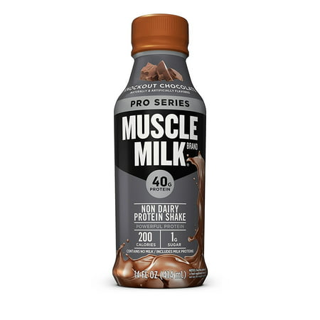 Muscle Milk Pro Series Protein Shake, Knockout Chocolate, 40g Protein, 14 FL OZ, 12