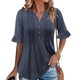 thumbnail image 2 of Eres Más Que una Camisa de Puntuación de Prueba Sexy de Manga Corta Lentejuelas Suelta Camisa de Blusa con Cuello en V, Poliéster, 2 of 9