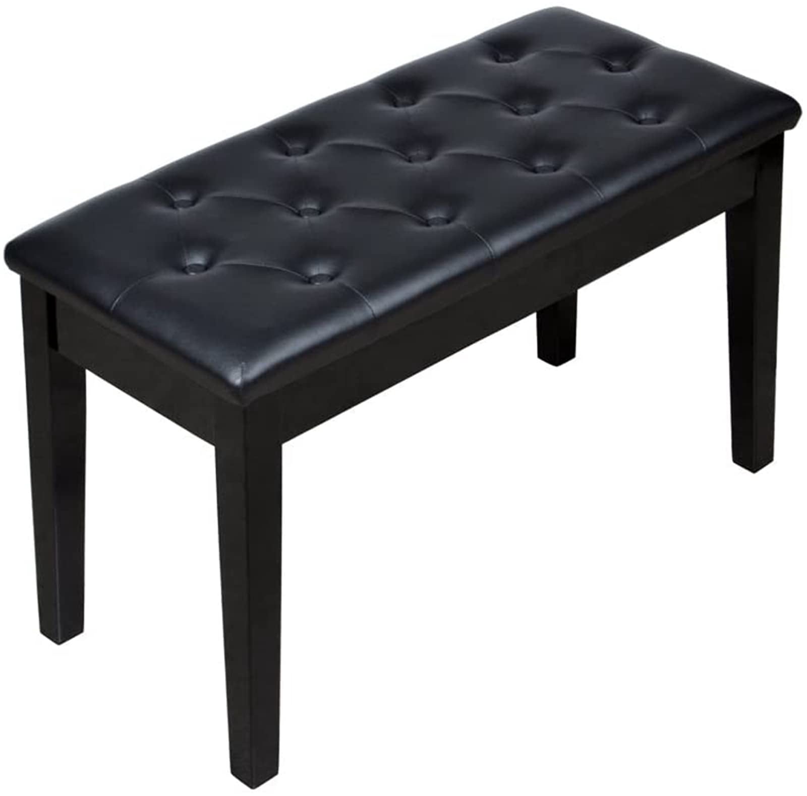 Piano Bench With Padded Cushion And Music Book Storage Compartment  Duet Wooden Seat 13.7 X 29.5 20 Inches Load 440lb Black