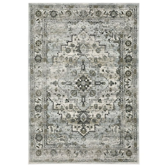 Oriental Weavers Gemini Area Rug - 020Z2 - 9'10" x 12'10" - in Gray/ Blue - Modern Style, Stain Resistant, Family and Pet Friendly , Family, Dining, Living Room Rug