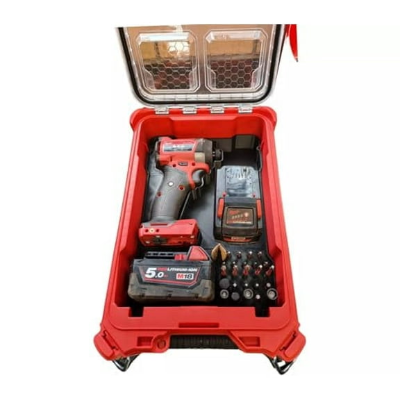 Packout Insert For Milwawkee M18 Drill Driver With HEx Bit and Battery Compartments Compact Organizer Tool Accessory