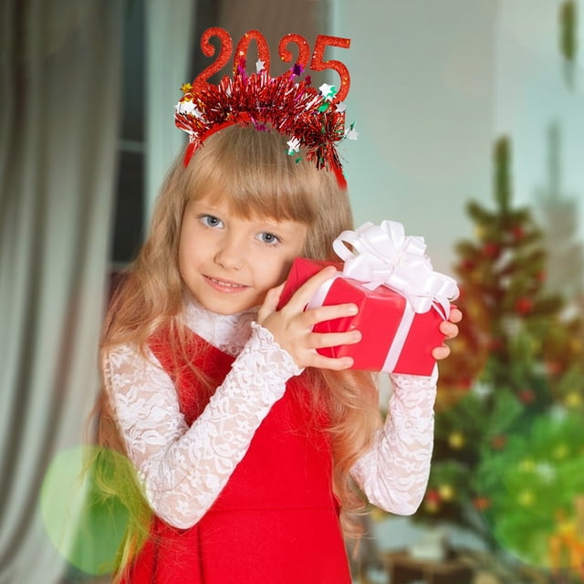 Diadema navideña brillante con lentejuelas para mujeres - Tocado rojo, blanco verde con purpurina para fiestas navideñas y celebraciones de Nochevieja