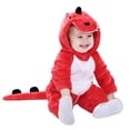 thumbnail image 1 of Disfraz TONWHAR, mameluco unisex con forma de animal para bebés, de 4 a 5 toneladas, diseño de dinosaurio rojo, 1 of 9