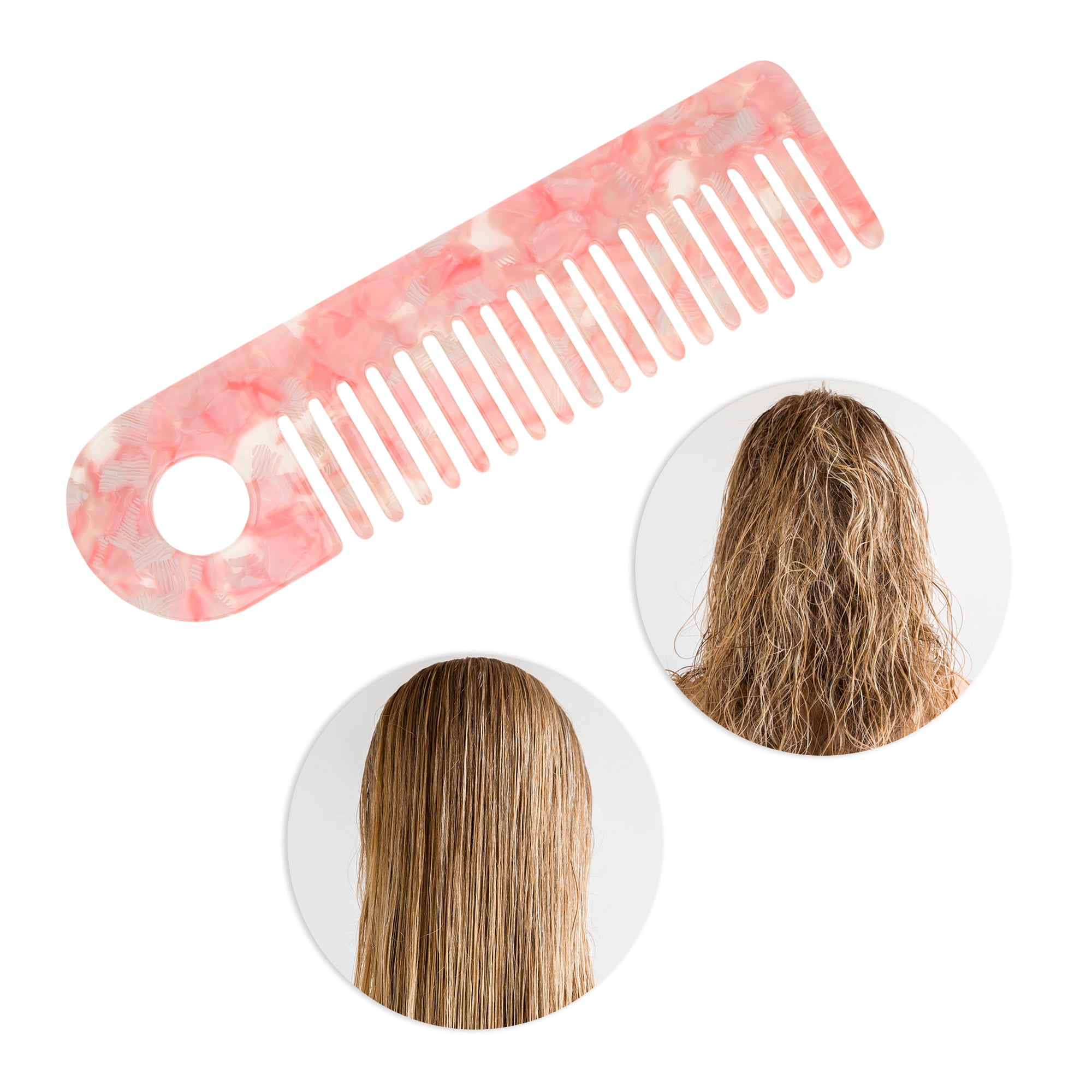 Unique Bargains 1 Pc Stylish  Exquisite Marble Pattern Hair Comb for All Hair Types Pink