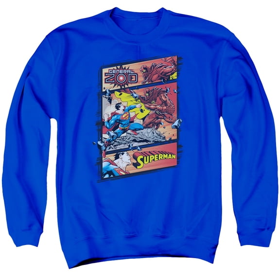 Superman Superman Vs Zod Adult Crewneck Sweatshirt Royal Blue