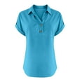 thumbnail image 4 of Kelon Womens Tops Short Sleeve Shirts V Neck Linen Cotton Summer Loose Fit Tops Trendy Dressy Casual Work Blouses, L, 4 of 6