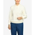 thumbnail image 5 of Alfred Dunner Womens Petite Classic Floral Jacquard Top With Button Detailed Ribbed Collar, 5 of 6