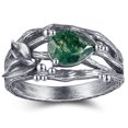 thumbnail image 2 of NUNCAD Natural Moss Agate Ring 925 Sterling Silver Leaf Ring Unique Branch Engagement Ring for Women, 2 of 5