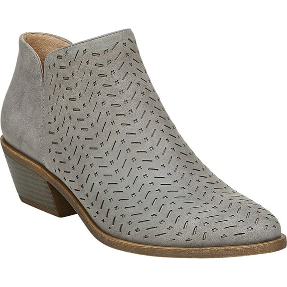 Women's Life Stride Payton Perforated Ankle Bootie Grey Casual Suede 9.5 W