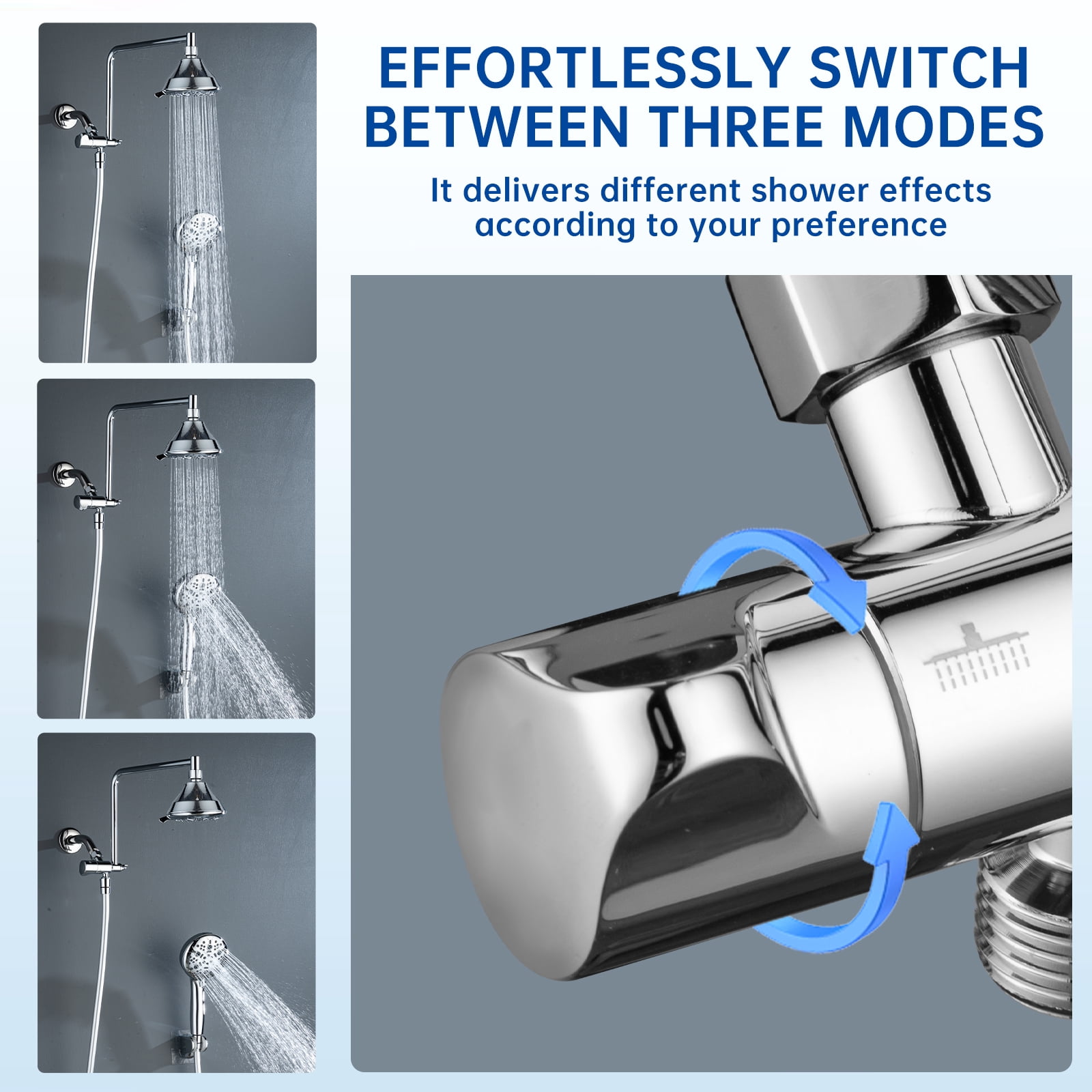 Joyrain Multi-angle adjustable showerhead& Handheld High-pressure 8 Spray Modes Shower Head, Rain Shower Combination with 90° Adjustable Extension Arm