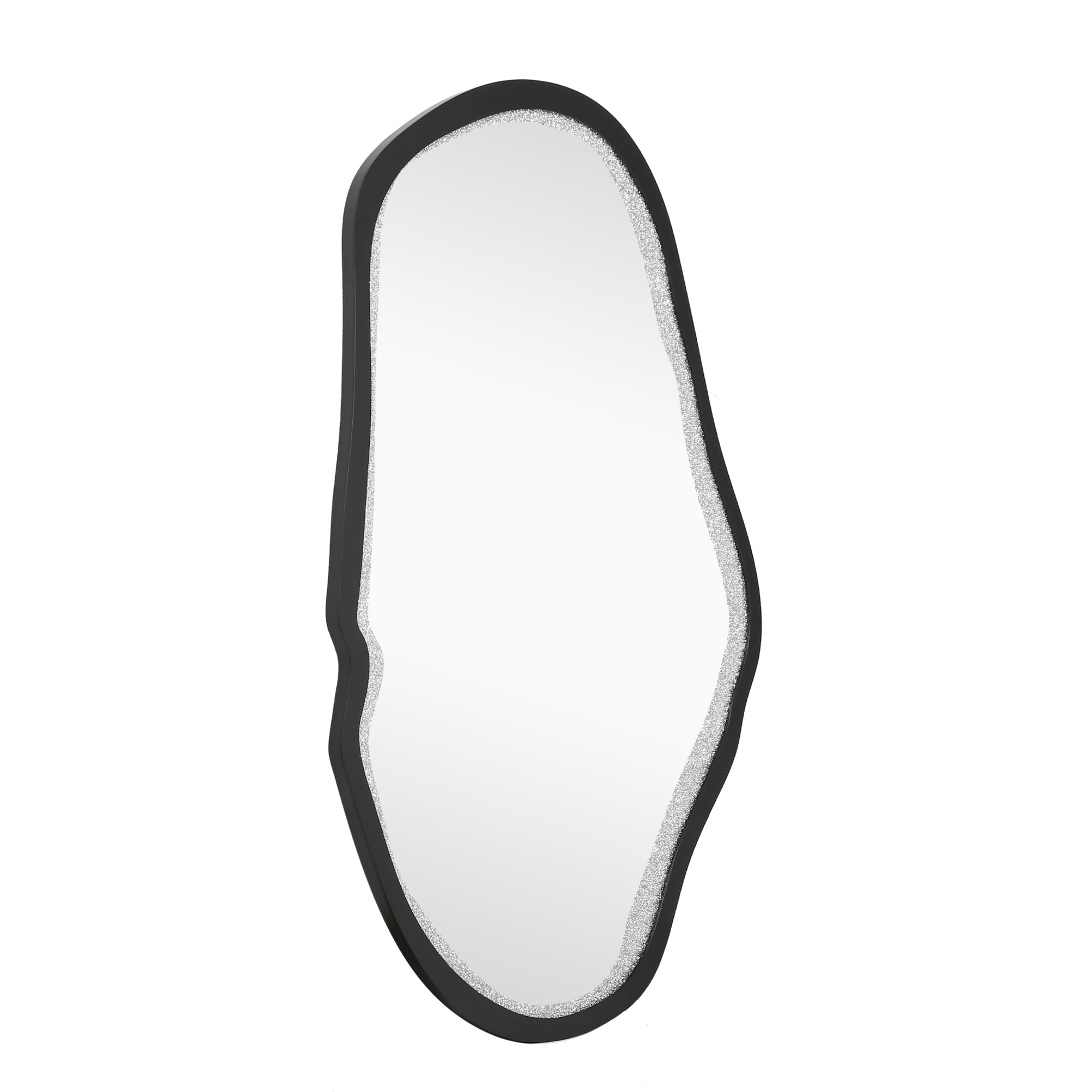 31.9-in W x 47.2-in H Irregular Black and Silver Diamonds Framed Wall Mirror