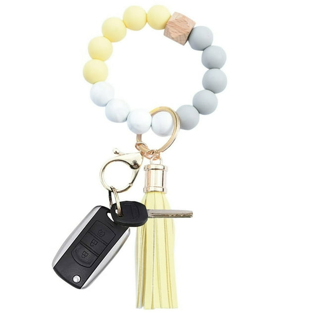 Fashion Creative Keychain Bracelet Wristlet Key Ring Beaded Bangle Key Chains for Women