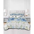 thumbnail image 2 of Quilts Twin Size Bedding Set, Hydrangea Eucalyptus Lightweight Quilted Comforter, Summer Botanical Grey Buffalo Plaid Soft Reversible Bedspread Coverlet with Pillow Covers for All Season, 68" x 86", 2 of 7