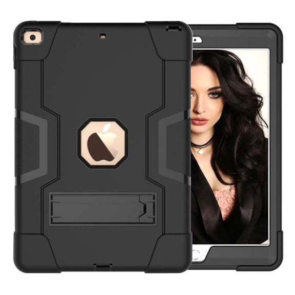 Golden Sheeps Compatible for iPad 9/8/7 Generation Case (2021/2020/2019) 10.2 Inch Impact Hybrid Drop Proof Armor Defender Full-Body Protection Case Convertible Built in Stand (Black)
