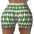 thumbnail image 2 of Lsque Light Green Squares Pattern High Waisted Biker Shorts for Women-Tummy Control Fitness Athletic Workout Running Yoga Gym Shorts,Moisture-Wicking-Small, 2 of 9