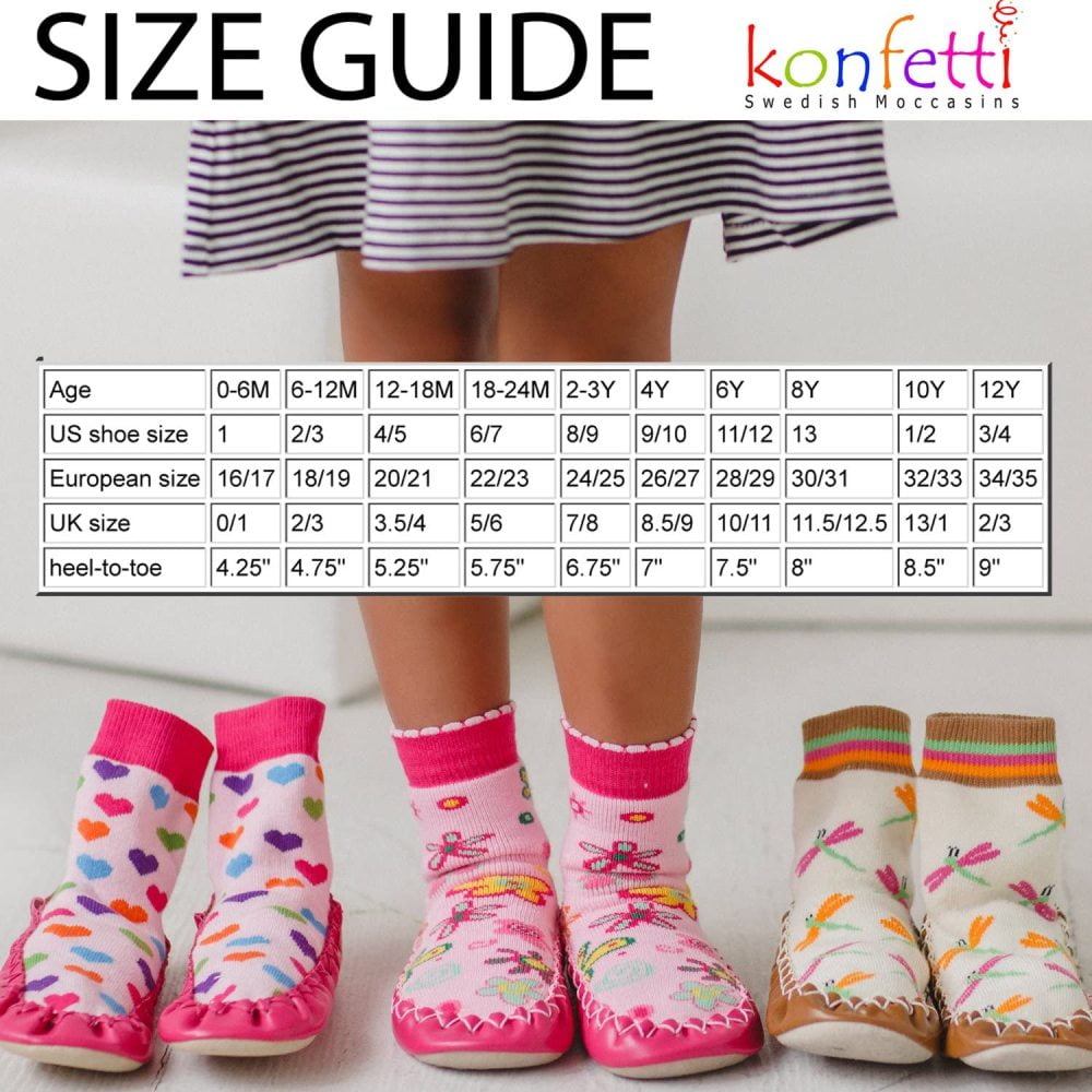 Konfetti Stripes Kids Swedish Slipper Sock Moccasins 