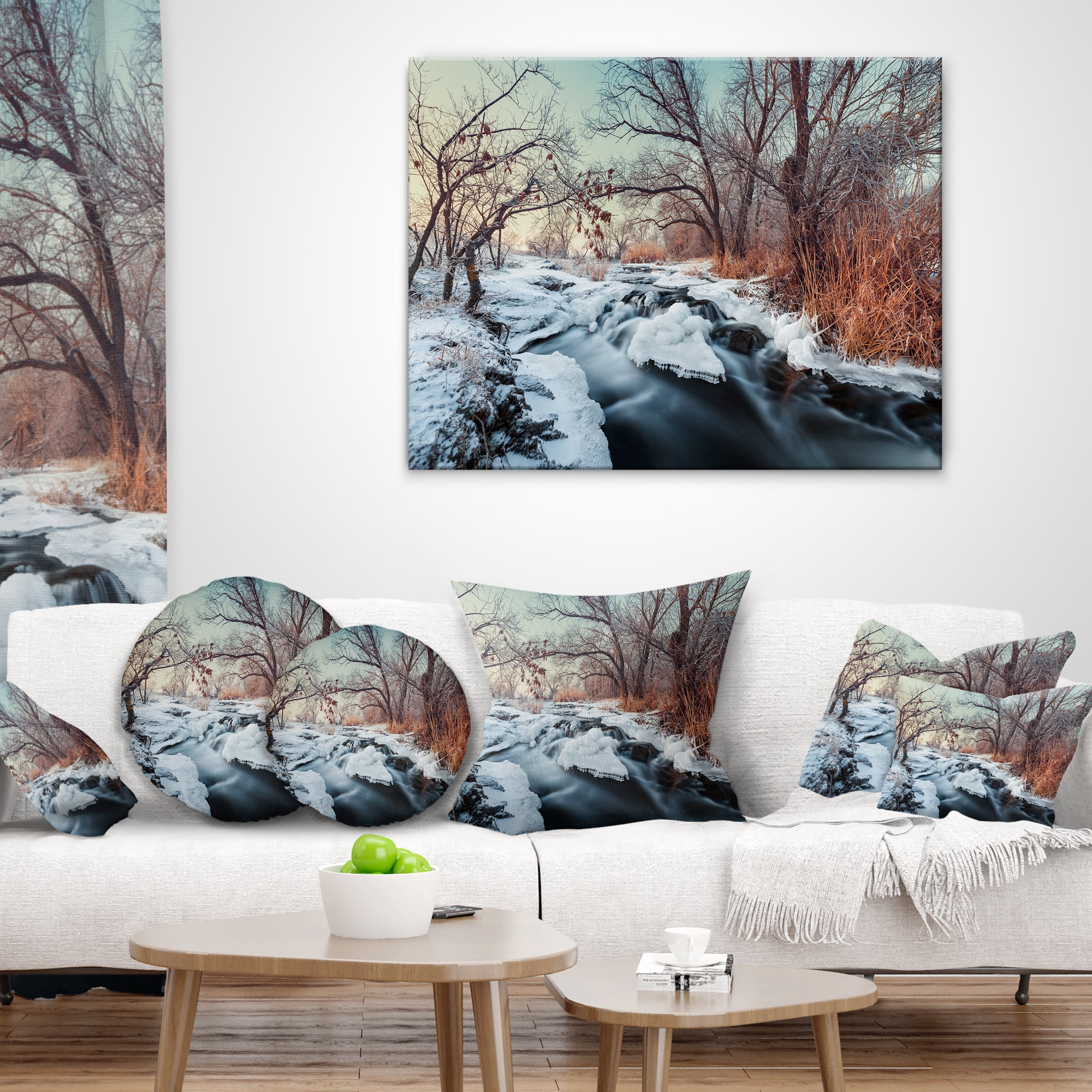 Designart Ukraine Winter Forest - Landscape Photography Throw Pillow - 16x16