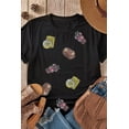 thumbnail image 2 of Women's Black Sequin Crawfish Potato Lemon Corn Graphic Crewneck T-Shirt | [ZhiHiMeRi] | (US 8-10)M, 2 of 9