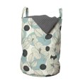 thumbnail image 1 of Floral Laundry Bag, Vintage Intricate Sketch Look Circles Pattern, Hamper Basket with Handles Drawstring Closure for Laundromats, 13" x 19", Ivory Dark Forest Green, by Ambesonne, 1 of 4