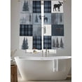 thumbnail image 4 of Bear Moose Sheer Curtains 63 inches Long 2 Panels Set Blue Retro Forest Wild Animal Buffalo Plaid Patchwork Tiers Sheers Rod Pocket Small Window Short Curtains for Kitchen Cafe, Each 52" W x 63" L, 4 of 7