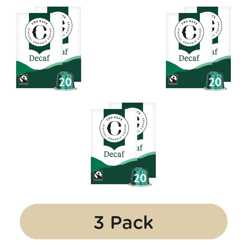 CRU Kafe Organic Fairtrade Decaf Pods, 20 pods per pack, British Import (Pack of 3)
