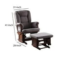 thumbnail image 3 of Benzara Glider Rocking Chair with Ottoman, Gray/Brown, 3 of 4