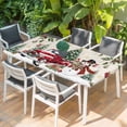 thumbnail image 2 of Christmas Table Cloths for 3 Foot Rectangle Tables, Xmas Snowman Truck Snowflake Tree Balls Rustic Patio Waterproof Elastic Fitted Tablecloths, Washable Rectangular Table Cover for Camping, 2 of 8