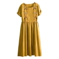 thumbnail image 5 of TIHLMK Women's Vintage-style Floral Embroidered Pocket Bohemian Dresses Short Sleeve Crew Neck Summer Dresses, 5 of 8