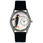 Penguin Black Leather And Silvertone Watch