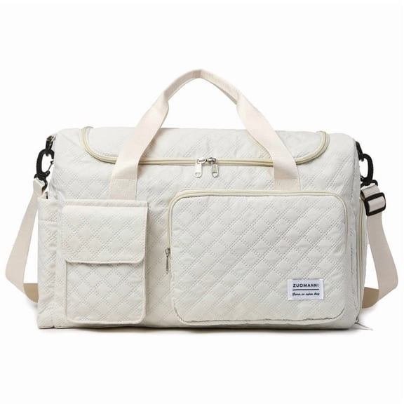 Travel Duffle Bag for Women Men, Sports Tote bag Overnight Bag, Portable Large Duffel Foldable Waterproof Duffel Tote for Plane Sports Dance, White