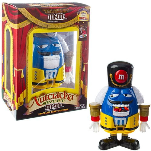 M&M's Limited Edition Nutcracker Sweet Holiday Candy Dispenser, Blue Character with Yellow