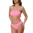 thumbnail image 4 of INSPIRAR CHIC Conjuntos de Bikini de Dos Piezas para Mujeres con Tirantes de Banda y Lazo Lateral, Parte Superior Sin Tirantes y Parte Inferior en Forma de Triángulo, Trajes de Baño, Pequeño, Rosa, 4 of 5