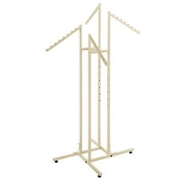 SSWBasics Ivory 4 Way Slant Arms Retail Clothing Rack - Elegant Clothing Display Stand and Boutique Clothing Rack for Professional Retail Environments