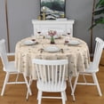 thumbnail image 2 of Beige Butterfly Pattern Round Tablecloth 60"x60",Wrinkle Wipeable Table Cloth for Kitchen Dining Room Picnic Patio Party, 2 of 6