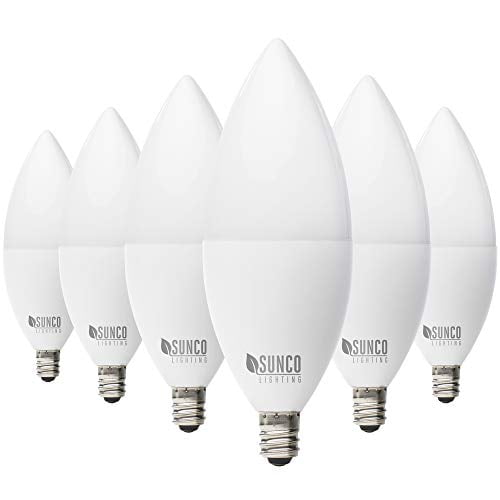 Sunco Lighting 6 Pack B11 LED Candelabra Bulb, DusktoDawn, 5W=40W