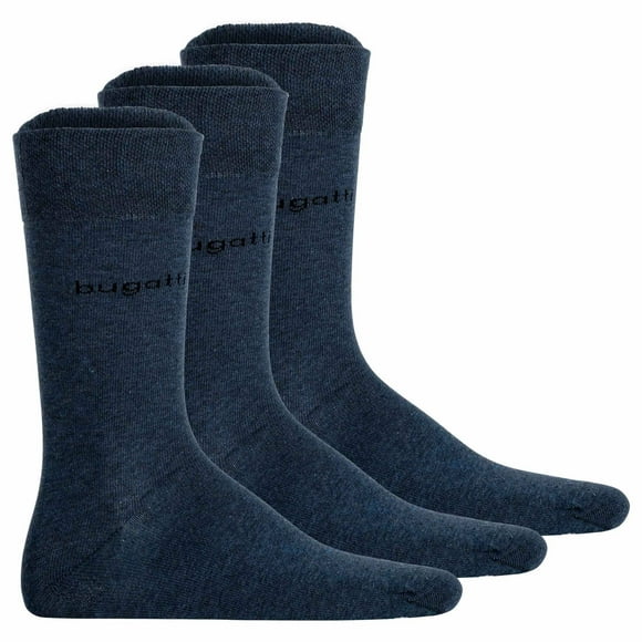 bugatti calcetines de hombre, paquete de 3 - Calcetines Algodón Suave Uni Basic Azul 39-42