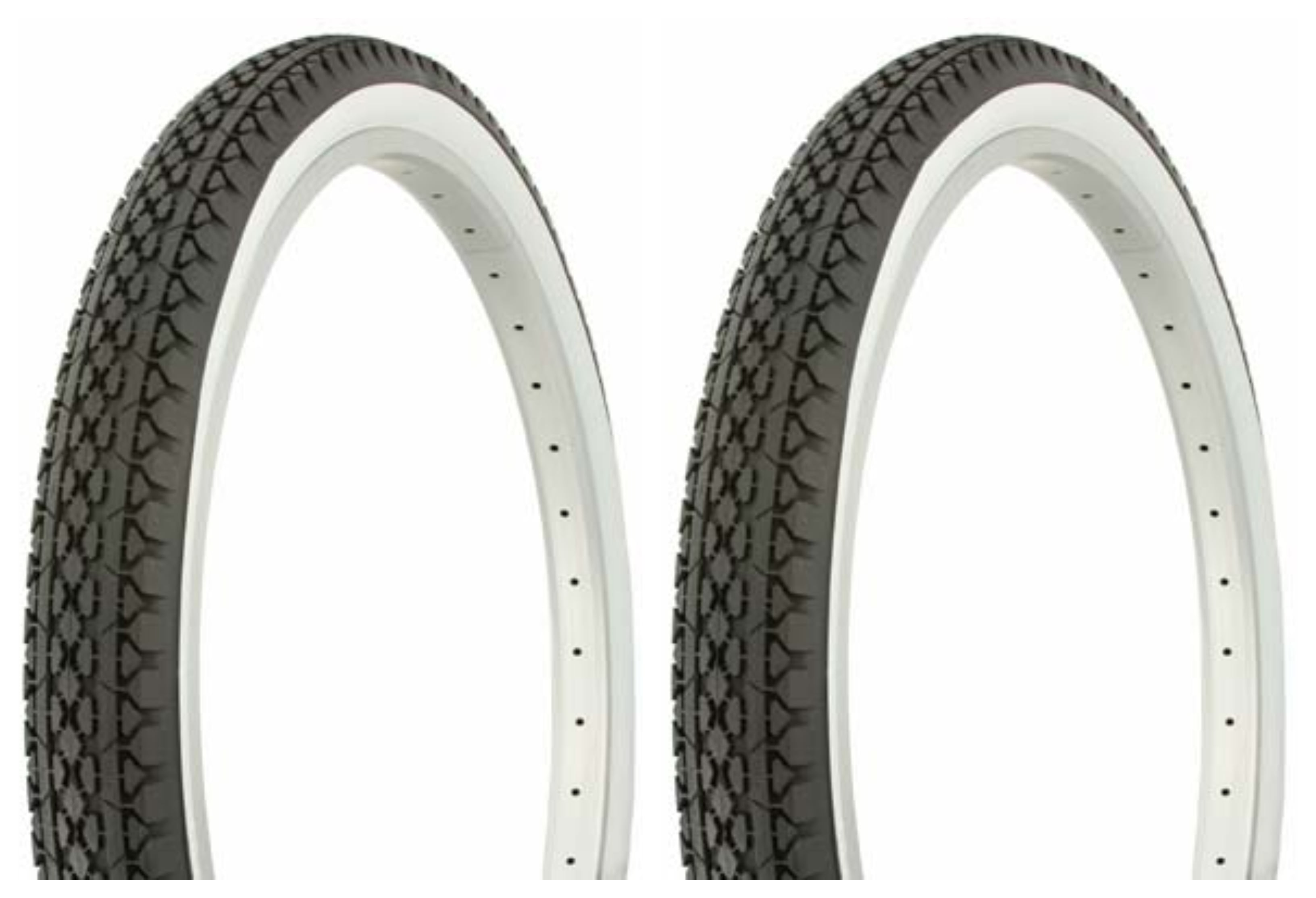 1 Pair of Duro 24"x2.125" Diamond White Wall Tire for Beach Cruiser Bicycle 
