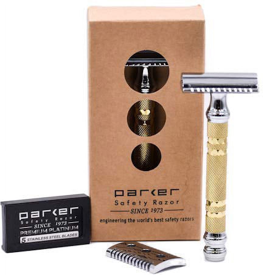 Parker Safety Razor 69CR Convertible Dual Head Safety Razor - 5 Parker Razor Blades Included