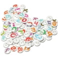 thumbnail image 1 of 100Pcs Mixed Painted Letter Alphabet Wooden Sewing Button Scrapbooking, 1 of 8