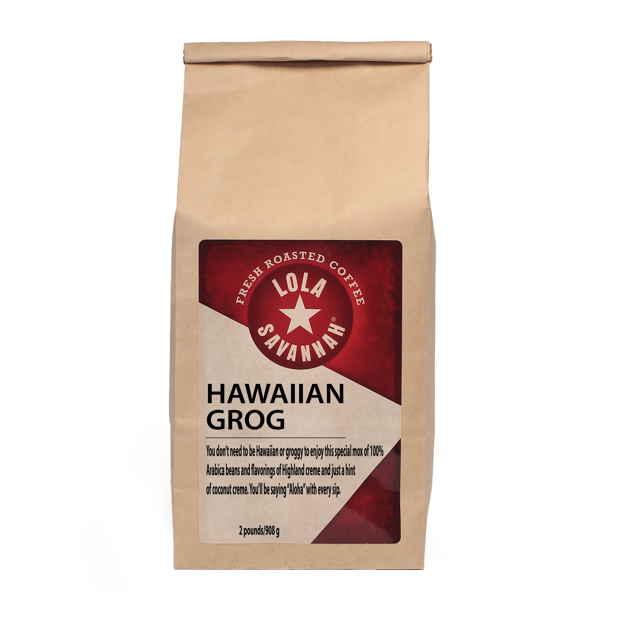 Lola Savannah Hawaiian Grog Whole Bean Coffee - Caffeinated 2lb Bag