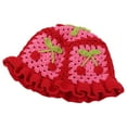 thumbnail image 2 of Red Cherry Bucket Hat Knitted Fisherman Hat Sp Costume Soft Fruit Summer, 2 of 8