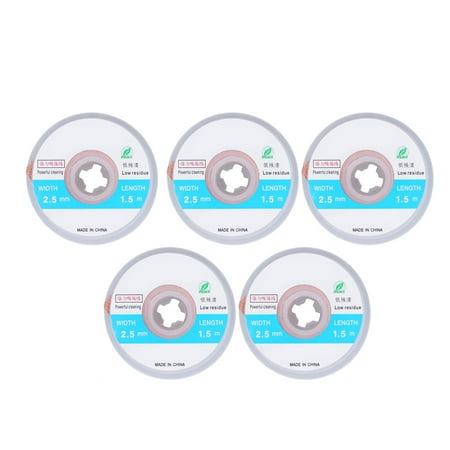 

5Pcs Solder Sucker Wick Copper Low Residue Free Cleaning Desoldering Wire for Cleaning PCB
