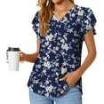 thumbnail image 2 of Fantaslook V Neck Womens Tops Dressy Ruffle Sleeve Shirts Button Up Tunic Summer Floral Blouses, 2 of 7