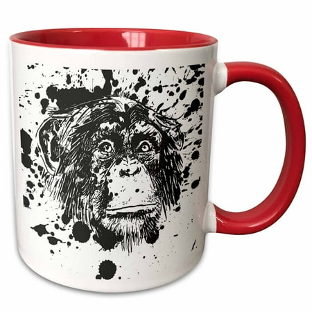 

3dRose Painting Chimpanzee - Two Tone Red Mug 11-ounce