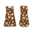 thumbnail image 3 of Bixox Robe Sans Manches à Imprimé Feuilles d'Érable Colorées pour Femmes avec Poches, Robe Décontractée Longueur Genou pour l'Été-Moyen, 3 of 7