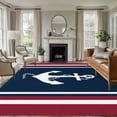 thumbnail image 2 of Vintage Nautical Flag Area&nbsp;Rug 5x7ft Anchor Red White Striped Medieval Non-Slip&nbsp;Washable Square&nbsp;Rugs Soft Felt Indoor Floor Mat for Bedroom Kitchen Living Room Bathroom, 2 of 9