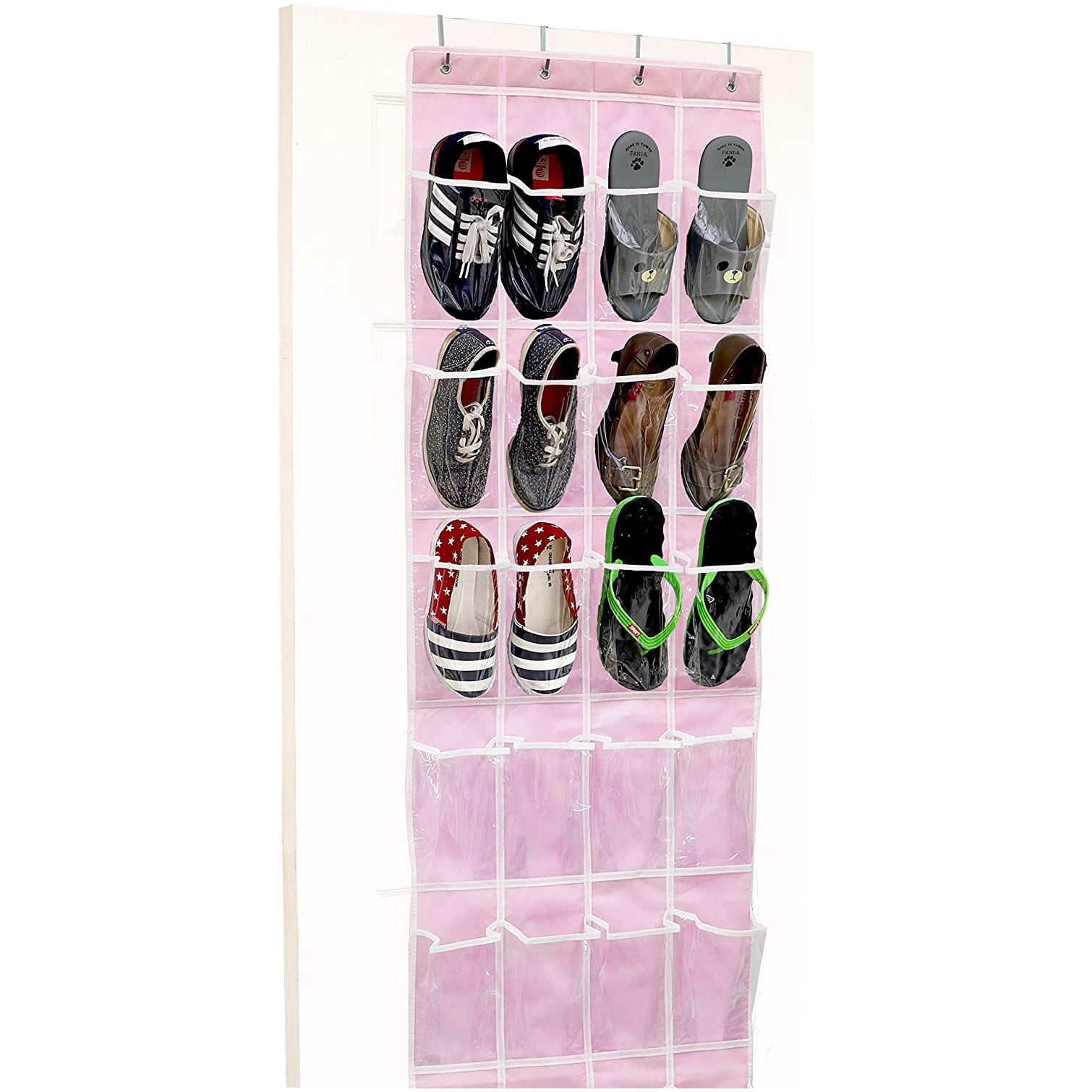 24 Pockets SimpleHouseware Crystal Clear Over The Door Hanging Shoe