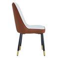 thumbnail image 6 of Hassch PU Leather Dining Chairs, Set of 2 Modern Upholstered Kitchen & Dining Room Side Chairs with Golden Tipped Black Metal Legs, Easy Assembly (Light Gray+Brown), 6 of 7