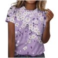 thumbnail image 5 of QUNYINEY Crew Neck Tee Shirts Womens Casual Short Sleeve Floral Tops Loose Pullover Shirts, 5 of 5
